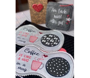 Stickdatei ITH - Mug Rug "Coffee/Tea is like a hug in a mug"